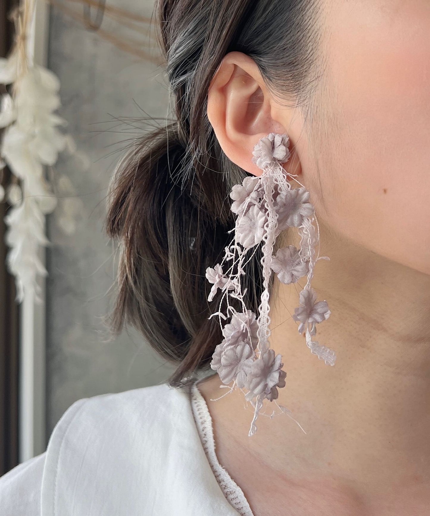小さなお花のアシンメトリーピアス/イヤリング