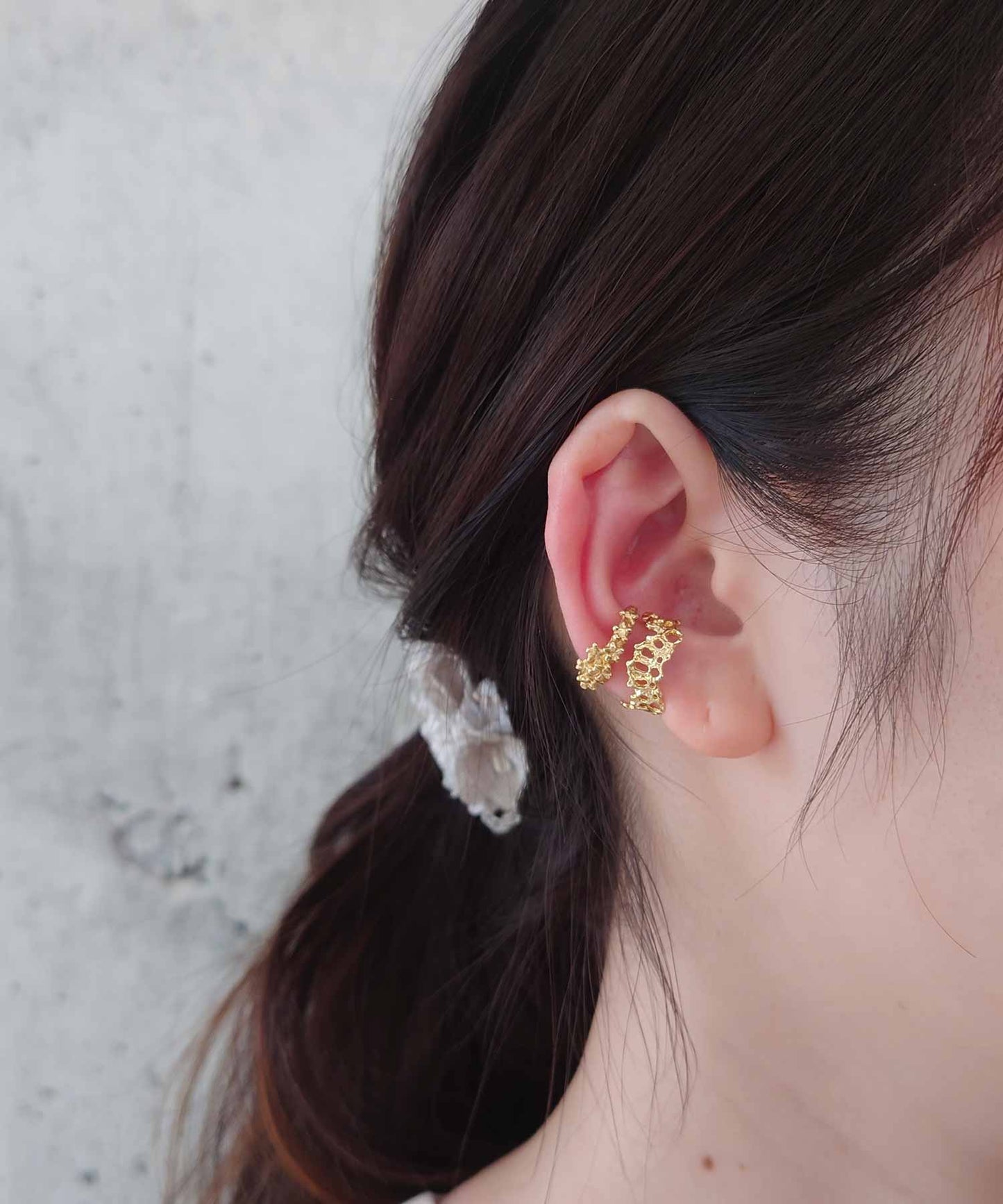 スカラップレースのイヤーカフ*brass