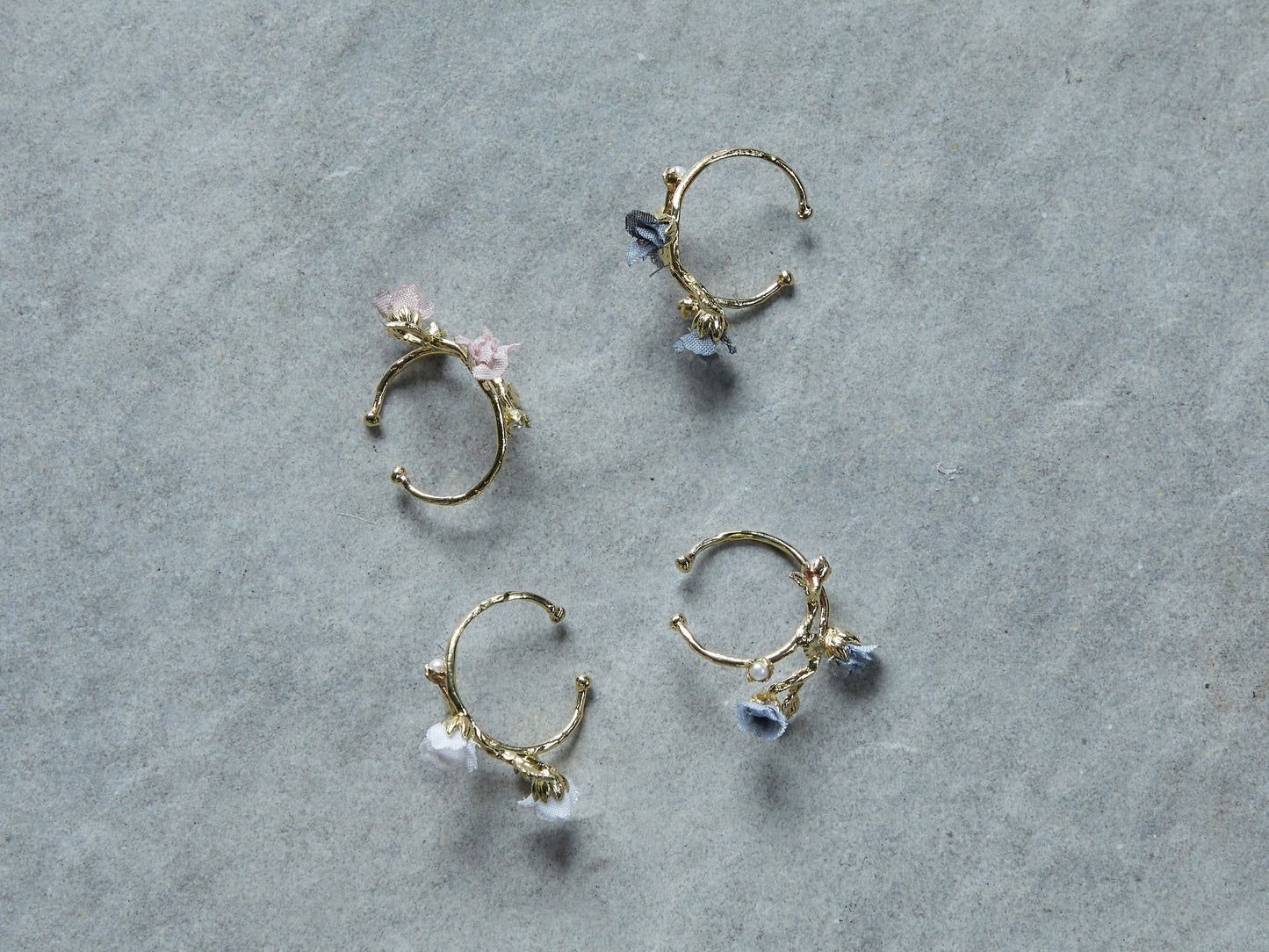 花とつぼみの真鍮イヤーカフ*brass