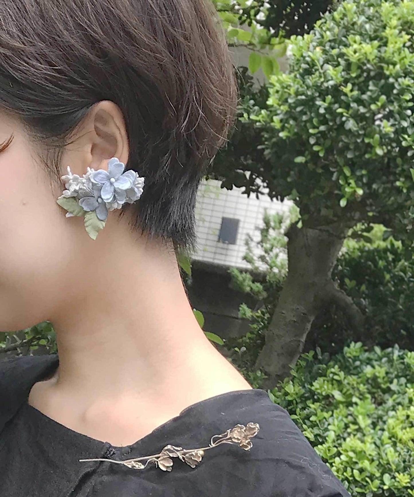 あじさいの片耳イヤリング