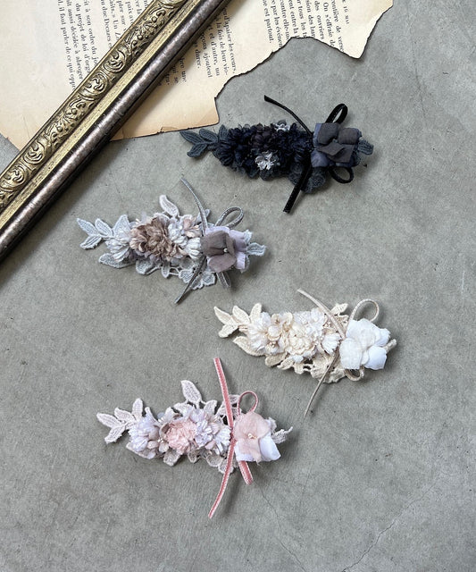 ベルベットリボンとお花のクリップ