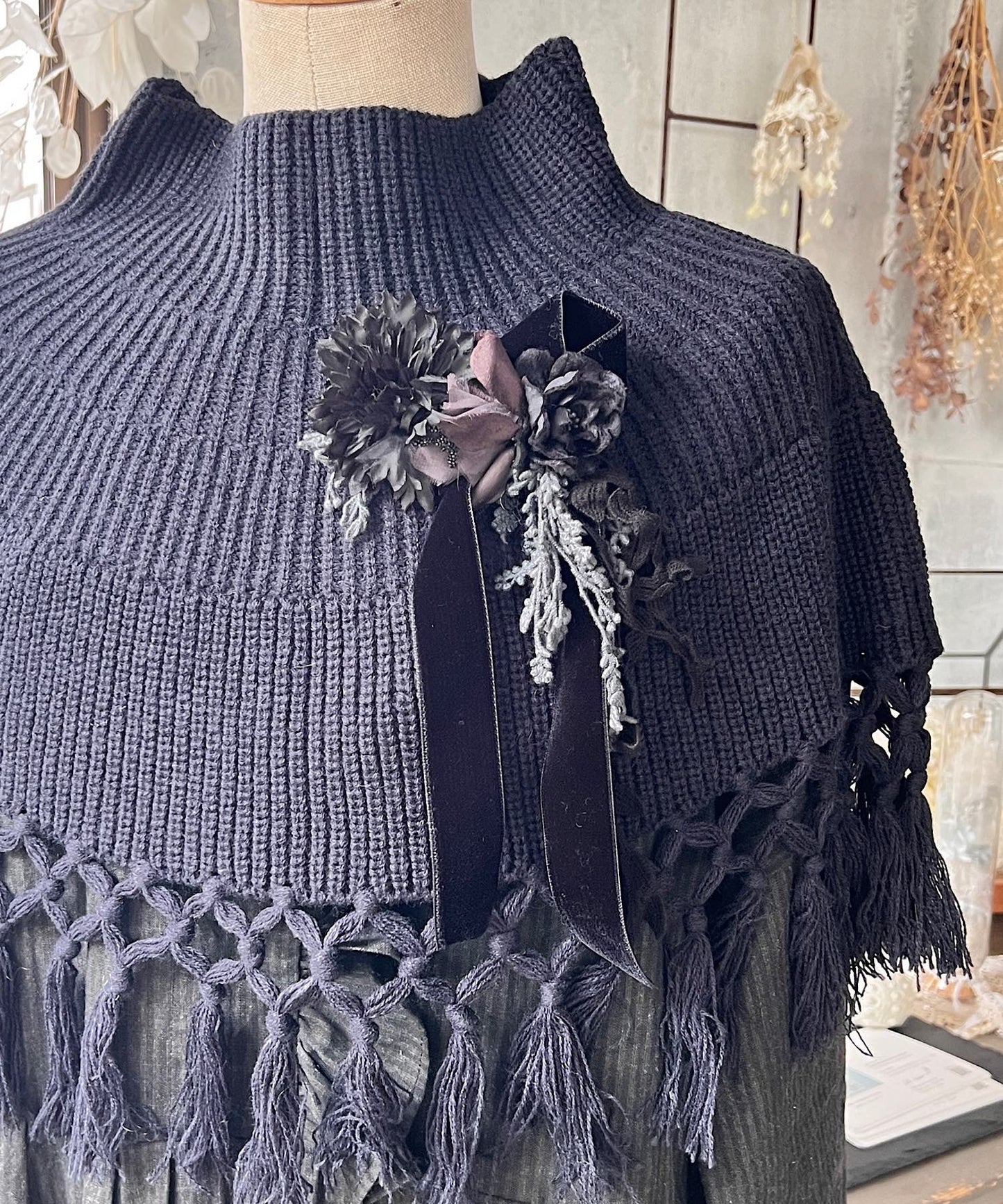 ラウンドポンチョ＊ショールピン付き