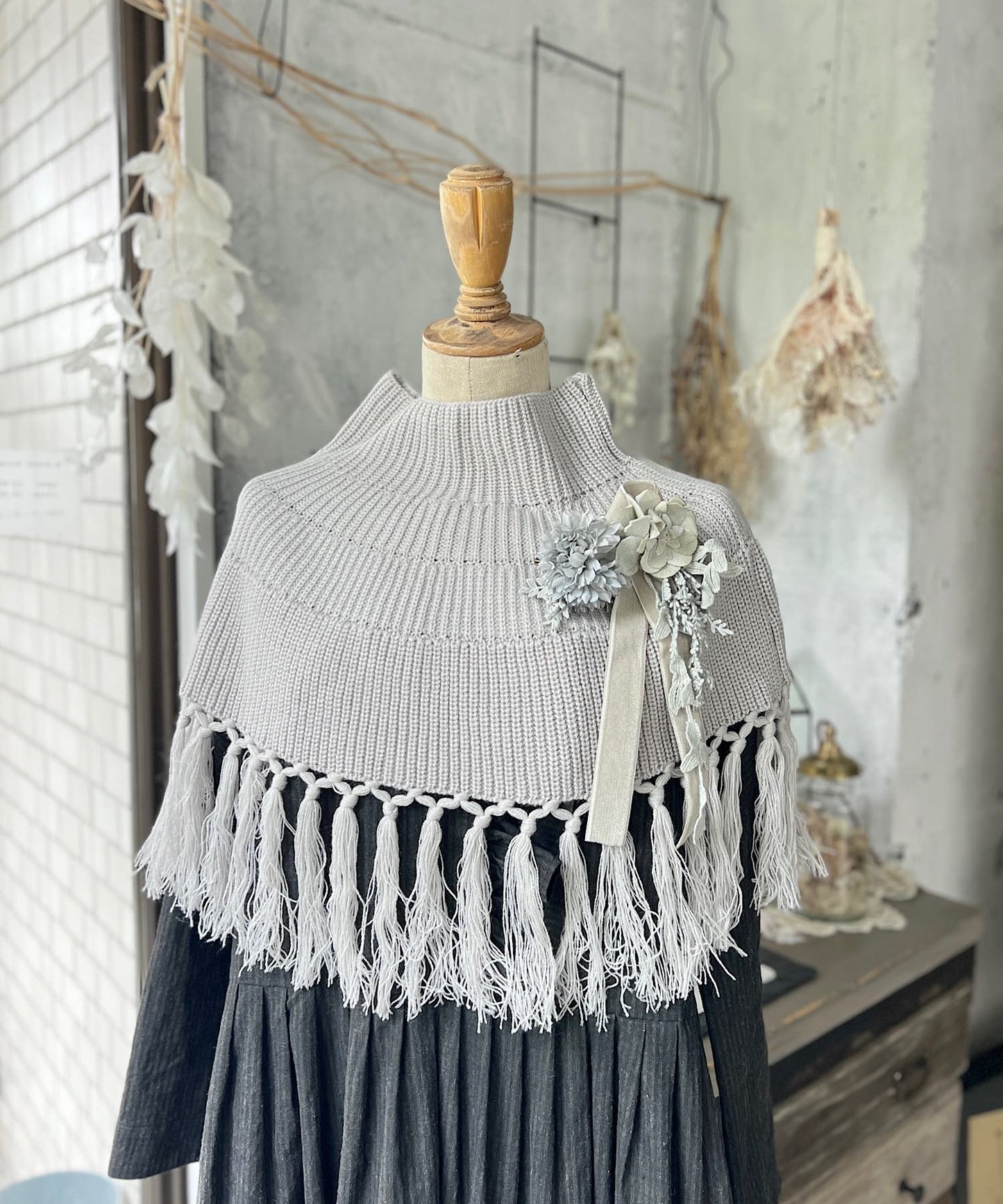 ラウンドポンチョ＊ショールピン付き