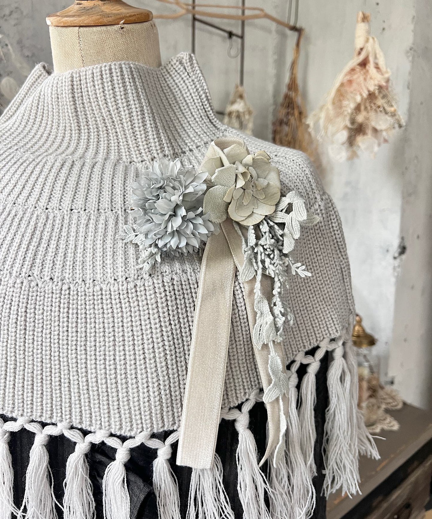 ラウンドポンチョ＊ショールピン付き