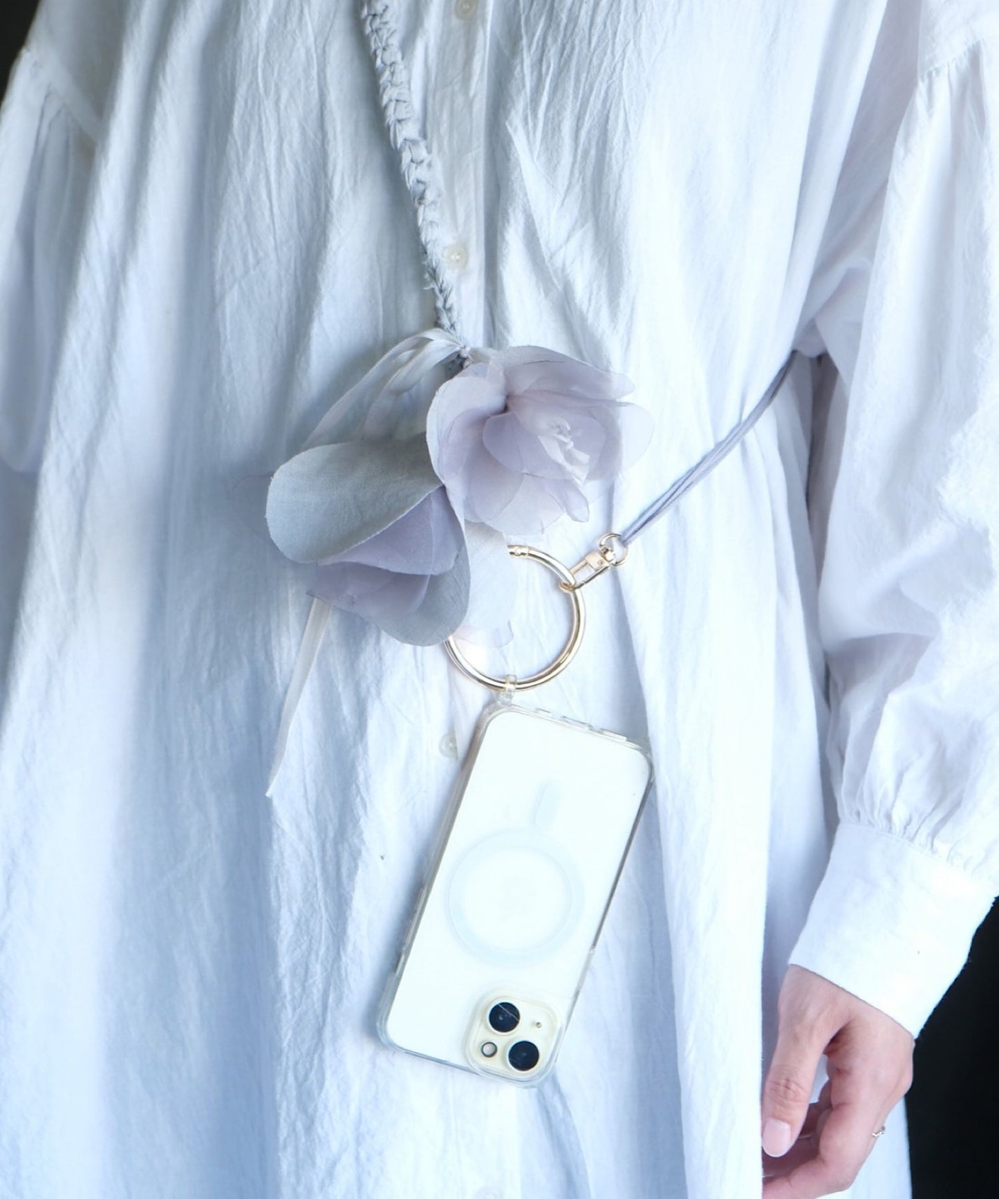 【予約商品】木蓮とリネンのスマホショルダー