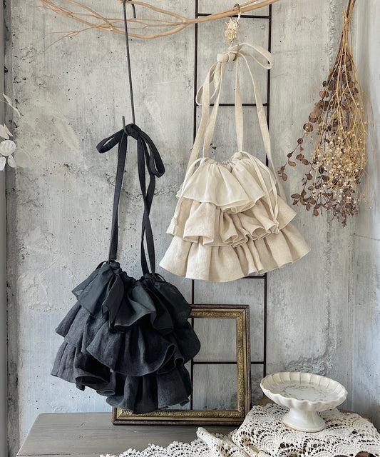 リネンウールのフリルバッグ