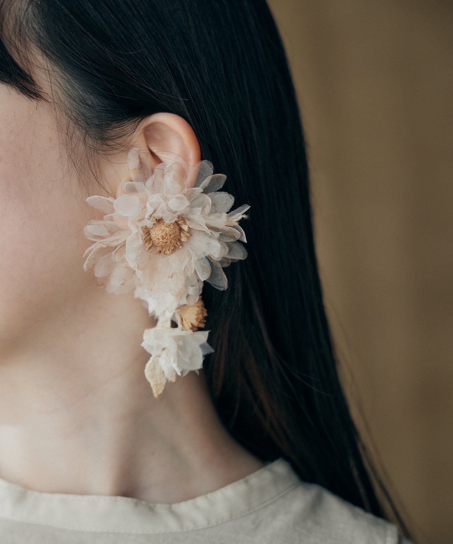 紅茶染めの3wayイヤーカフ