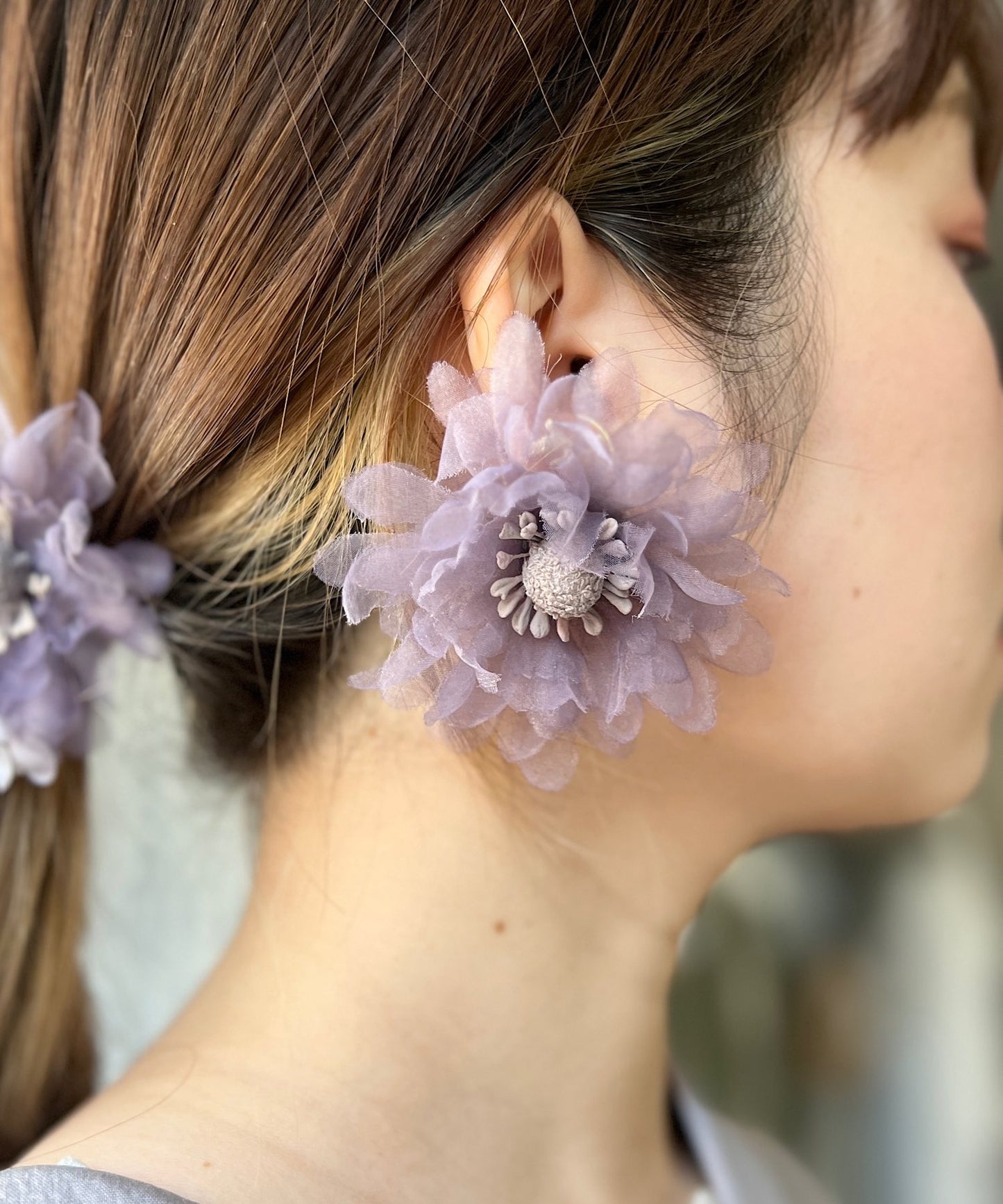 紅茶染めの3wayイヤーカフ