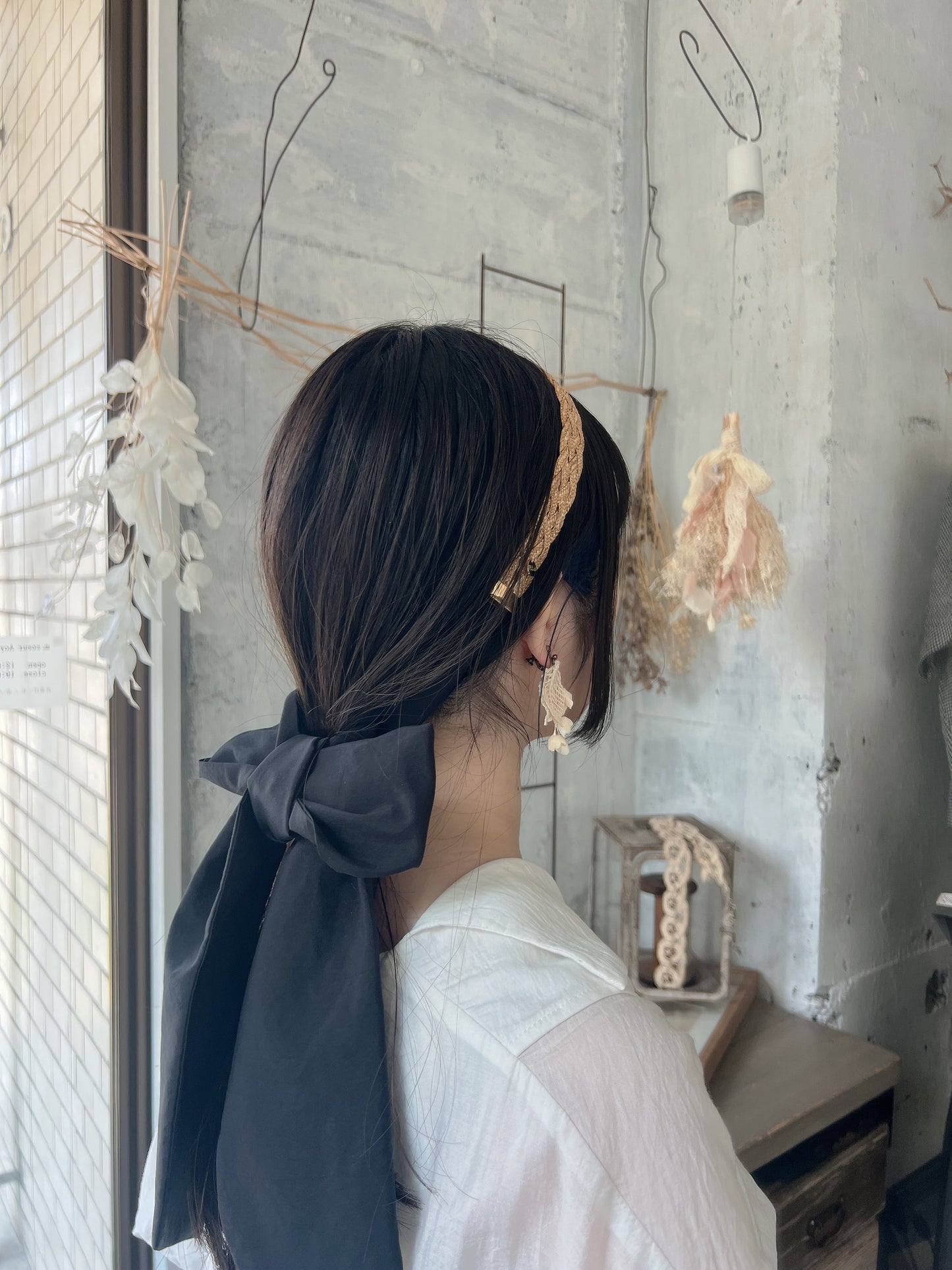 ［ Mia Hat ］Straw Ribbon Headband