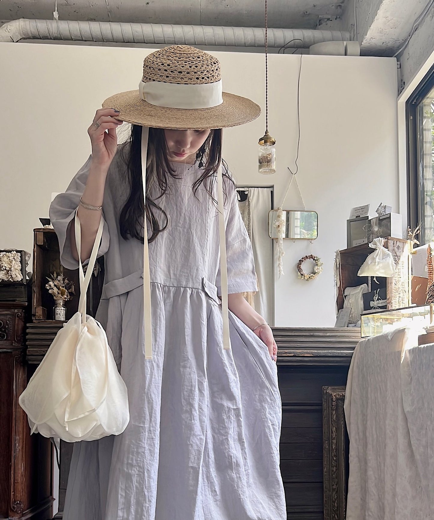 ［ Mia Hat ］Lace Canotier（Wide）