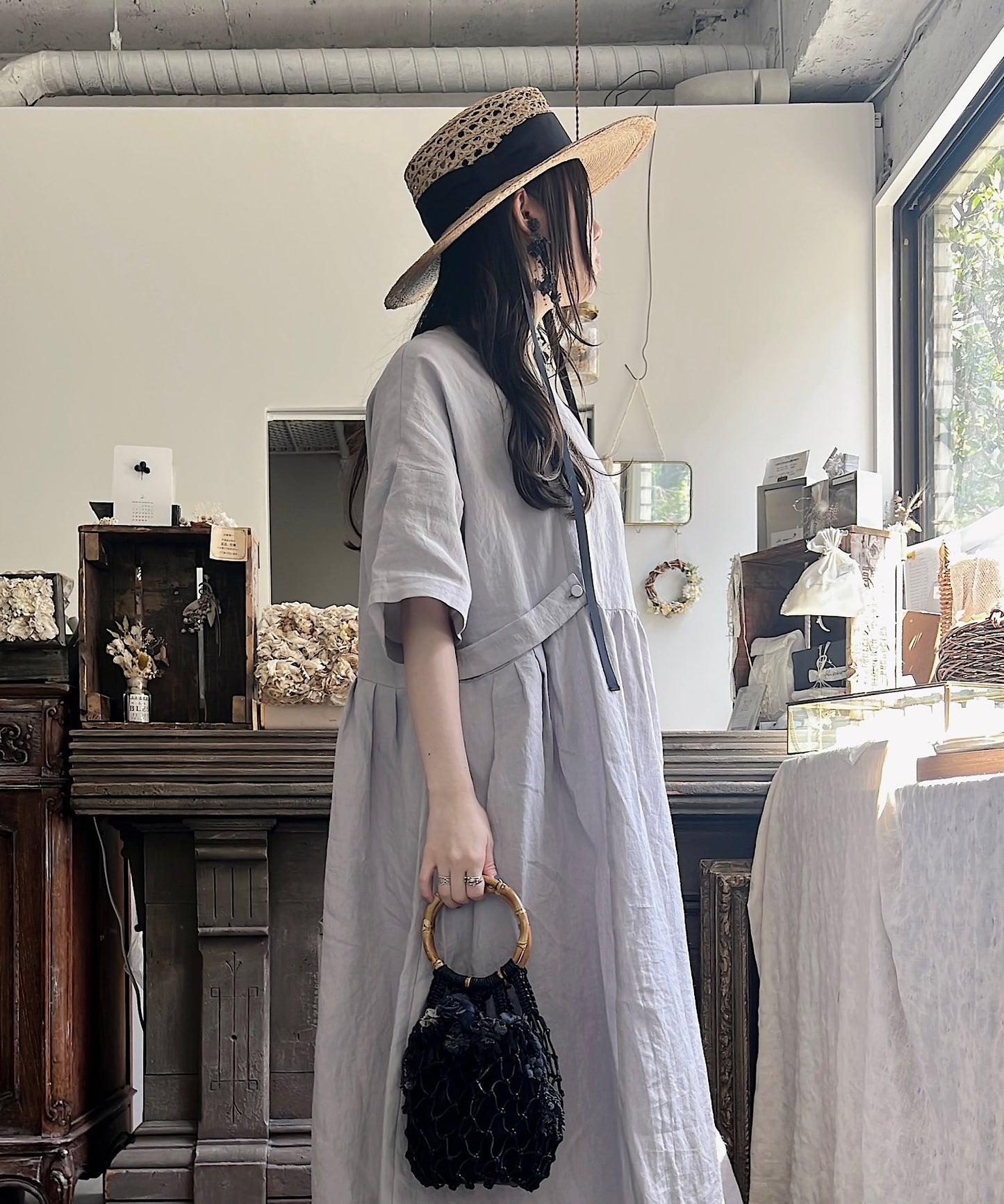 ［ Mia Hat ］Lace Canotier（Wide）