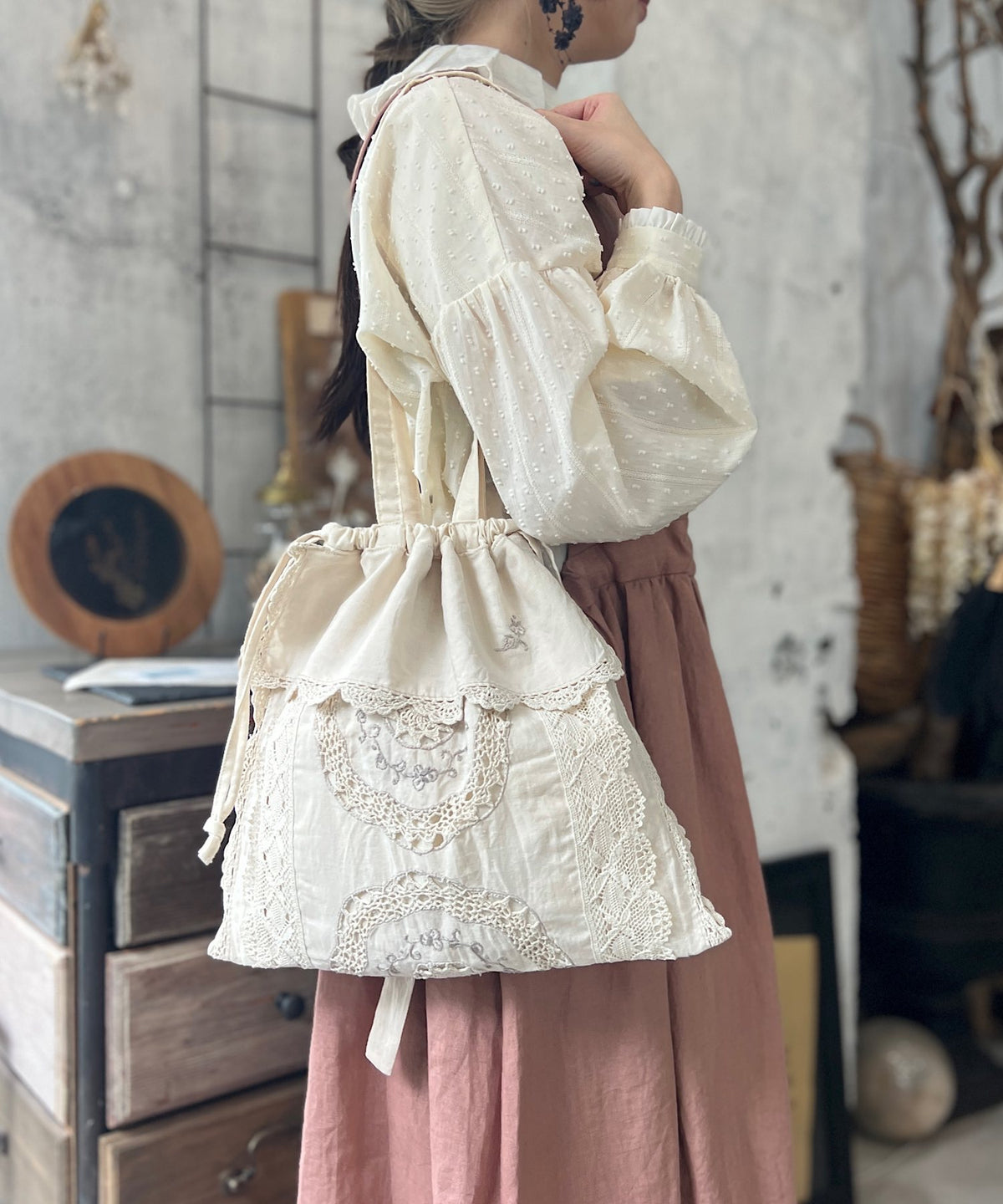 【数量限定】テーブルクロスの巾着バッグ
