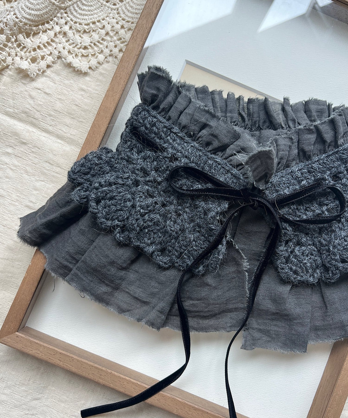 【予約商品】手編みのフリルティペット