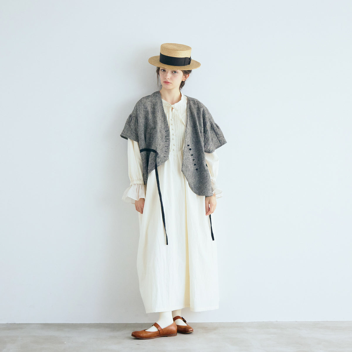【MAGALI】トリプルウォッシュリネン・カシュクールジレ