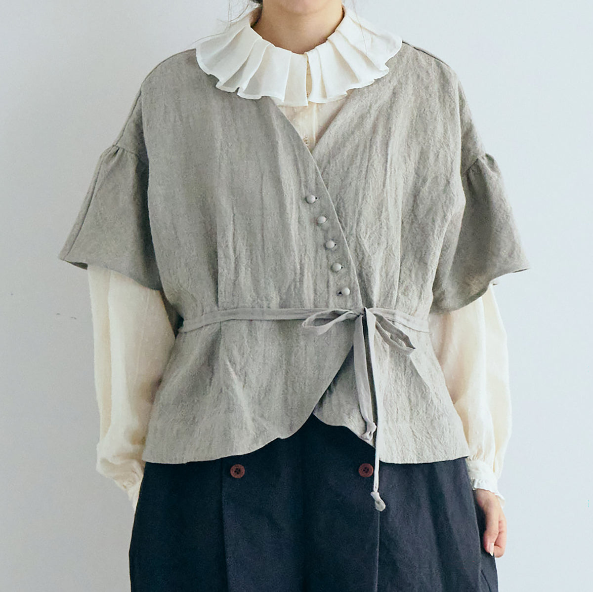 【MAGALI】トリプルウォッシュリネン・カシュクールジレ