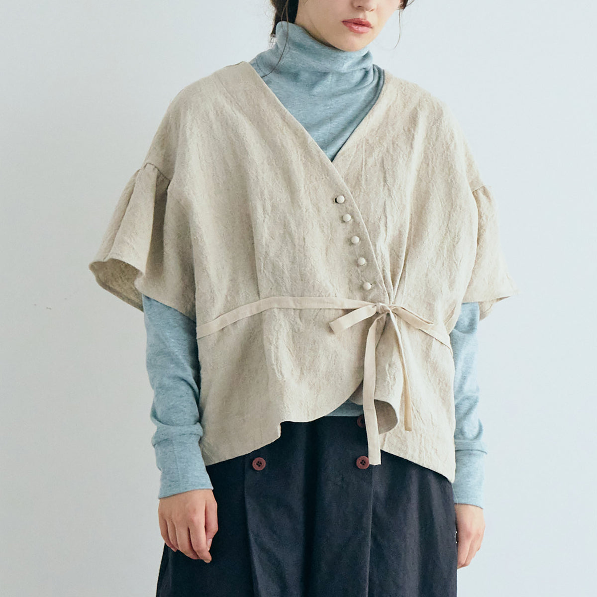 【MAGALI】トリプルウォッシュリネン・カシュクールジレ