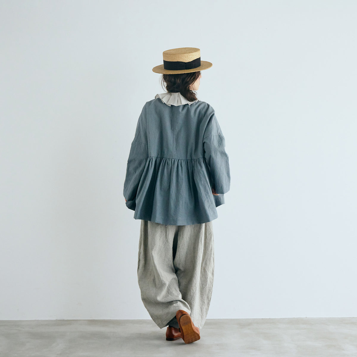 【MAGALI】コットンリネンオーバーダイ・ダブルボタンジャケット