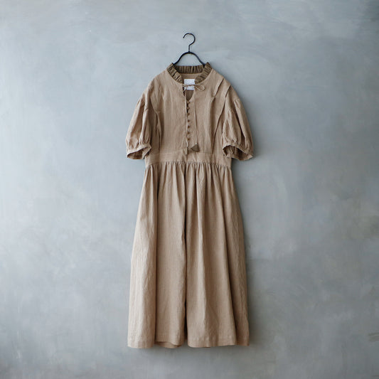 【MAGALI】リネンコットンストライプ・アンティークワンピース