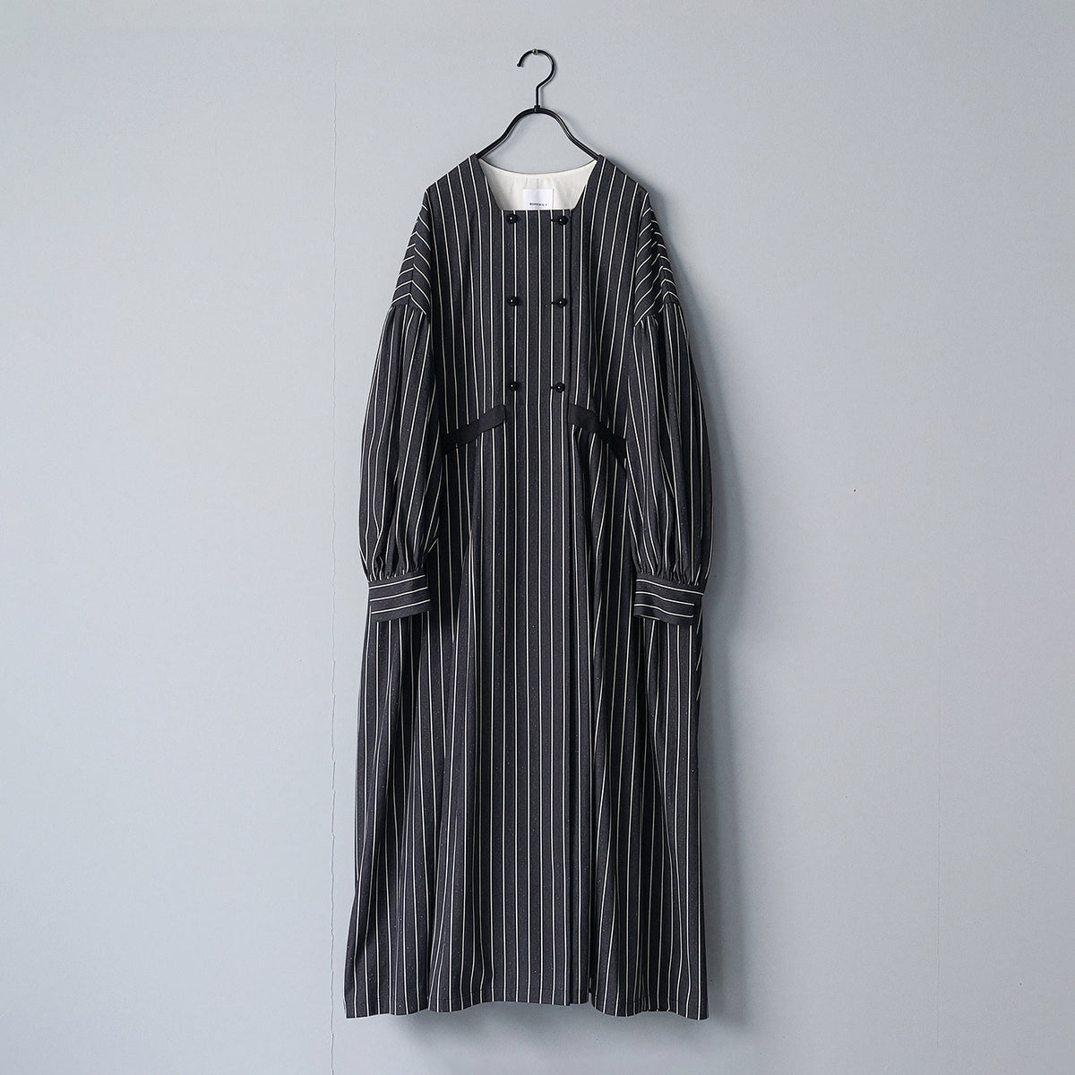 【MAGALI】コットンシルクストライプ・ダブルボタンワンピース