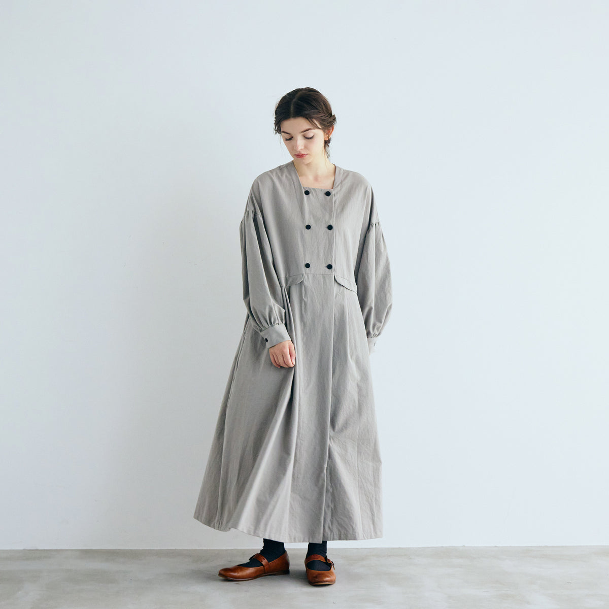 【MAGALI】オールドコットン・ダブルボタンワンピース