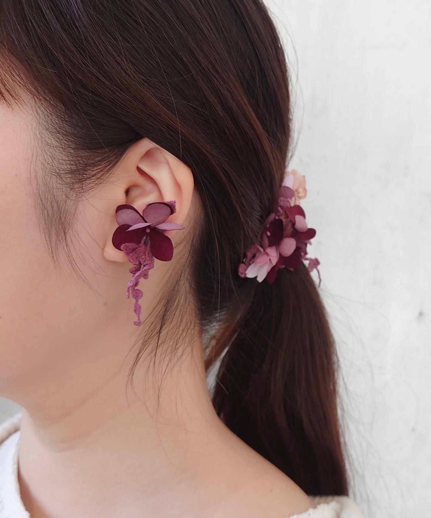 秋色アジサイのピアス